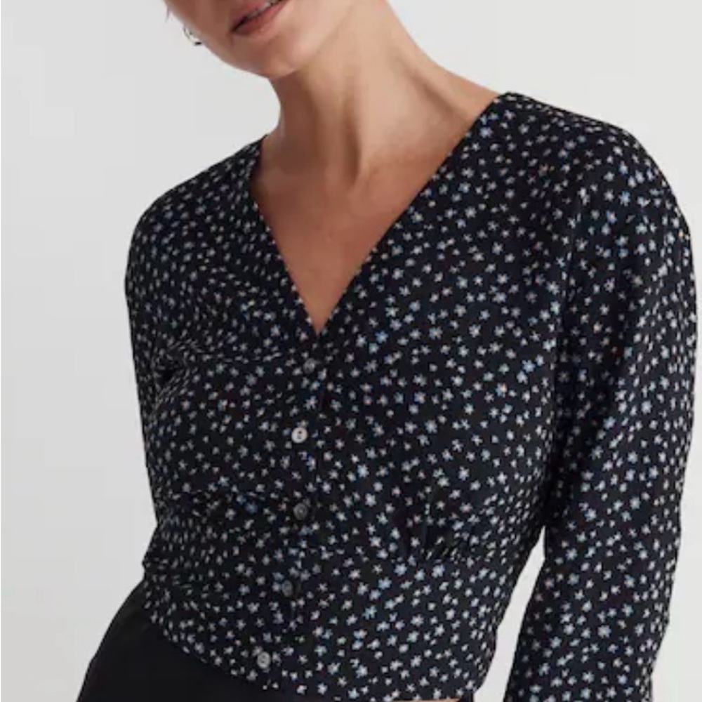 Madewell Floral Button-Up Blouse | Size Small | Cropped Fit